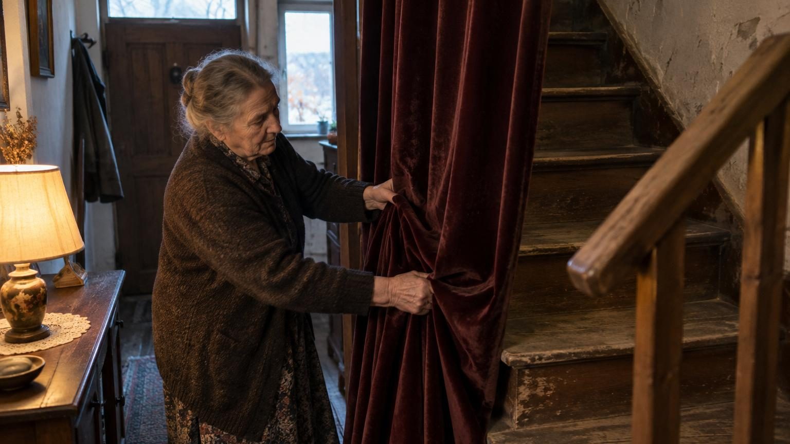 Les anciens tendaient un lourd rideau au pied de l'escalier dès les premiers froids : ce n'était pas pour cacher les marches