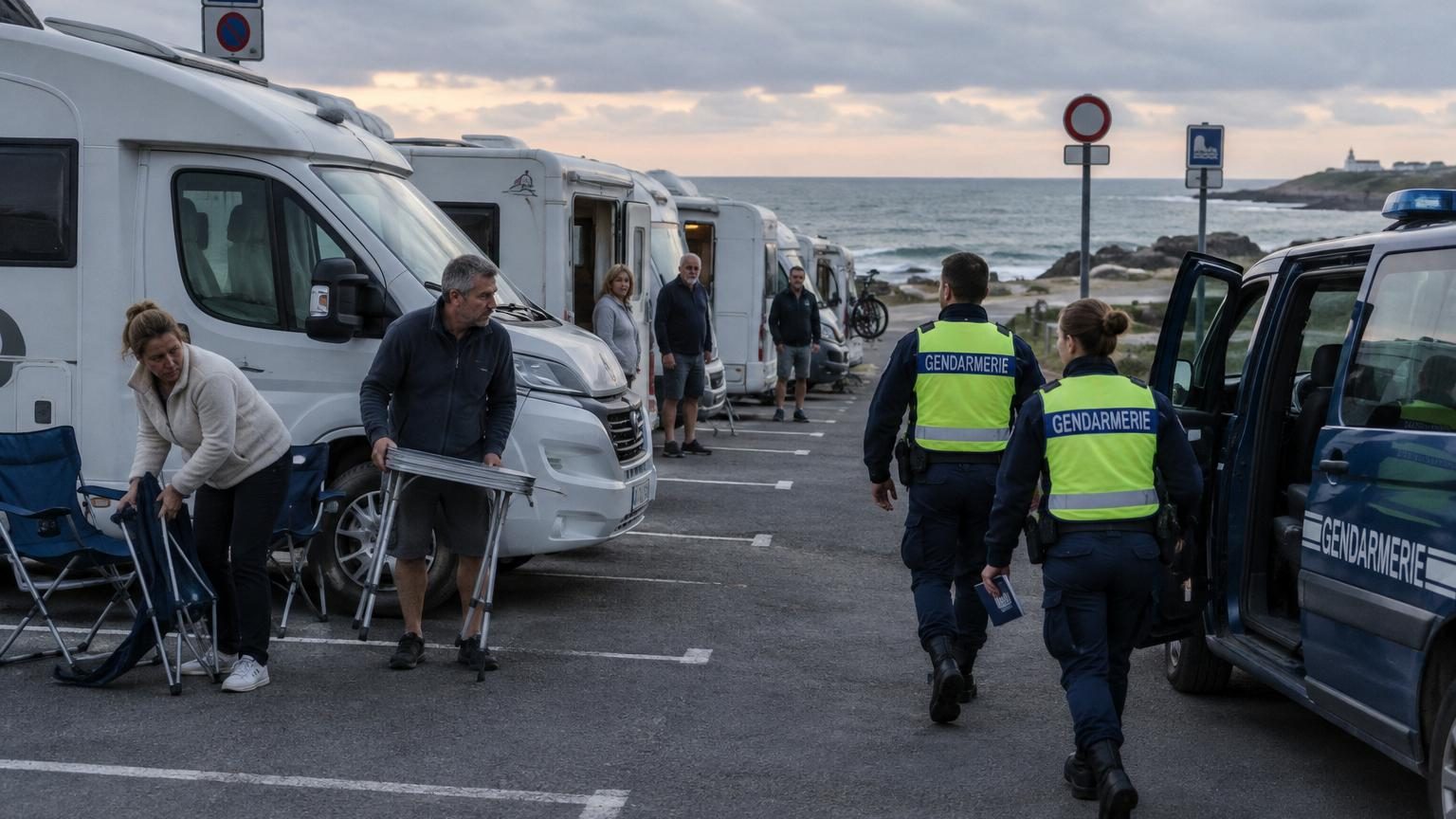 Les camping-caristes qui s’arrêtent ici pourraient avoir une mauvaise surprise : le stationnement nocturne est désormais interdit et les contrôles vont se renforcer