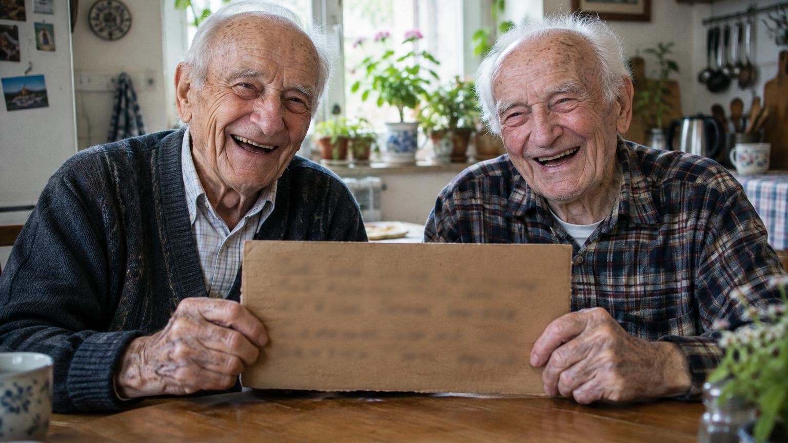 Les deux hommes les plus âgés du monde se souhaitent un joyeux anniversaire : leur message tenait sur une pancarte faite maison