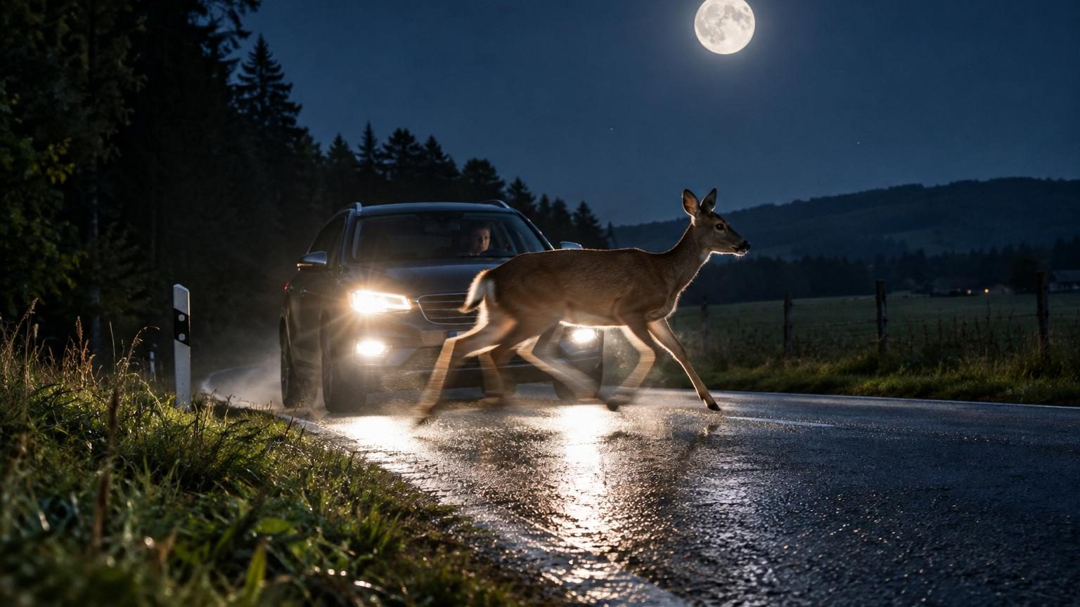 Les soirs de pleine lune, le risque de percuter un animal grimpe de 46 % : ce que révèle une étude américaine
