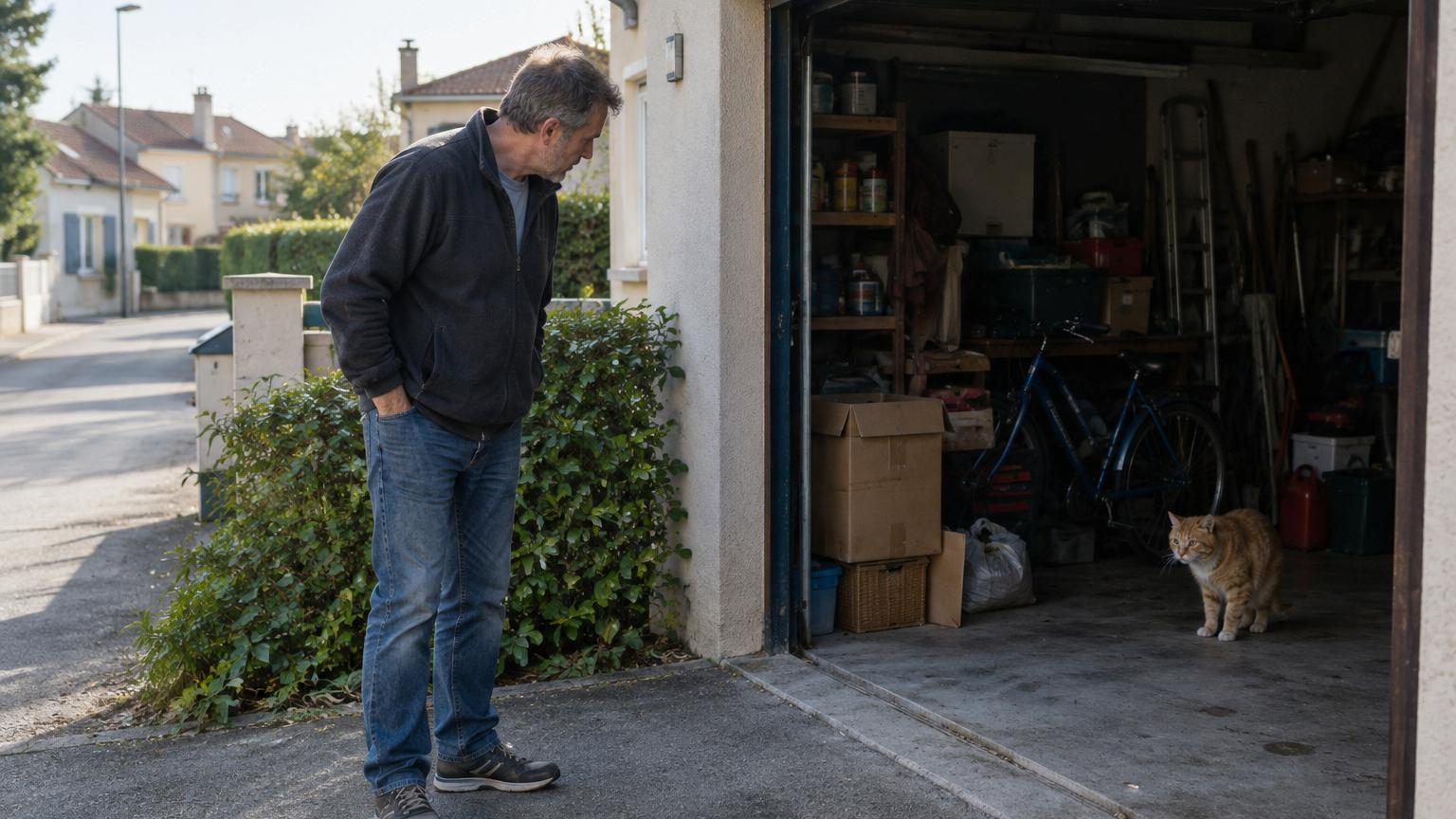 Mon voisin laisse son garage grand ouvert pendant quelques heures chaque matin, et ce n’est pas pour faire entrer sa voiture : il essaie de faire sortir quelque chose