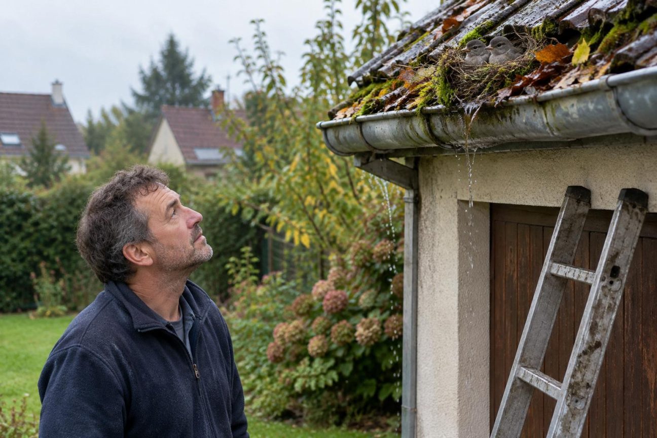 Mon voisin ne touche plus à la gouttière depuis l’automne, et ce n’est pas parce qu’il n’a pas le temps de la nettoyer : il sait ce qui s’y est installé