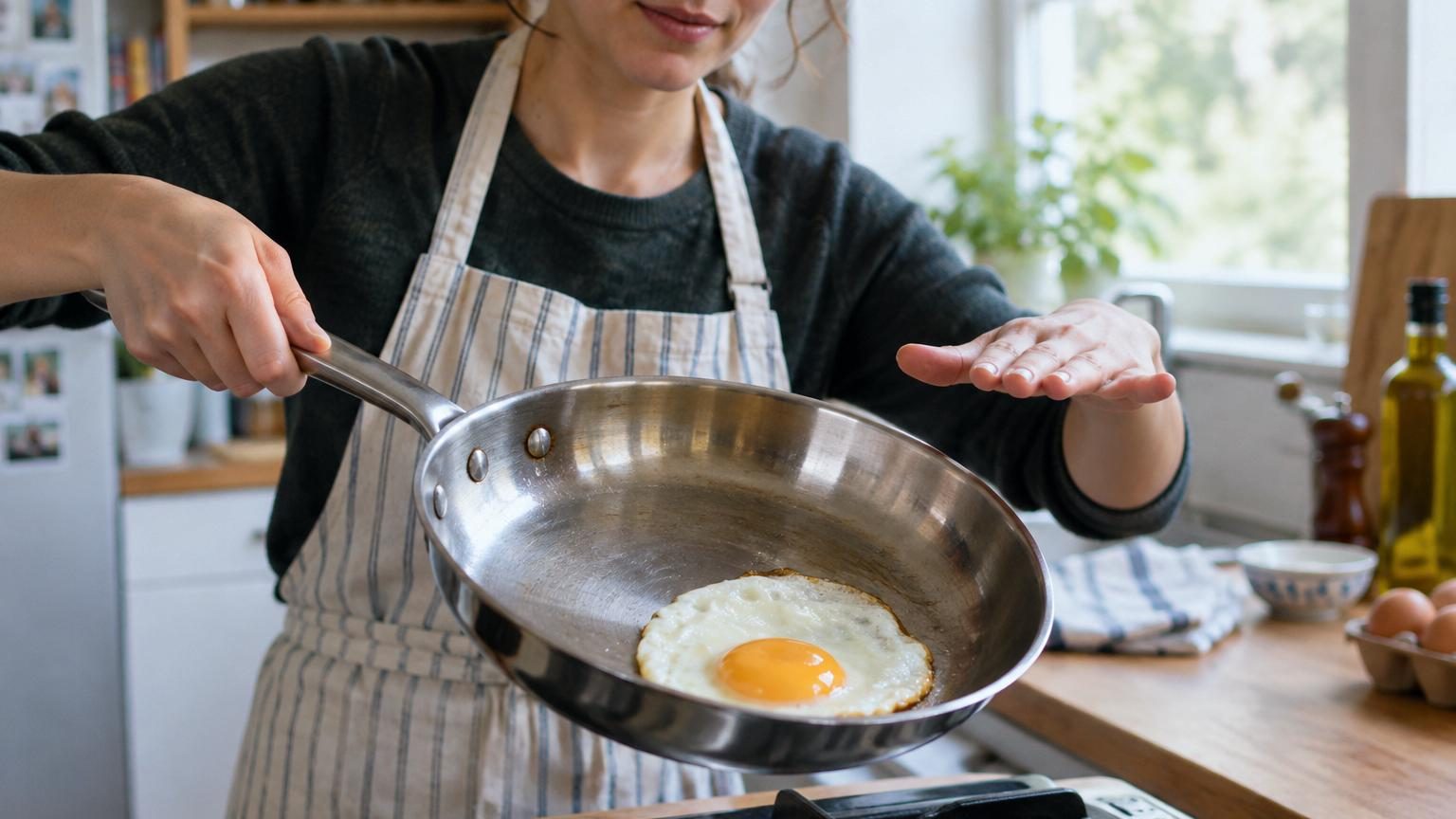 Ni l'huile ni le revêtement : le secret d'un œuf au plat qui glisse tient à la température idéale de la poêle