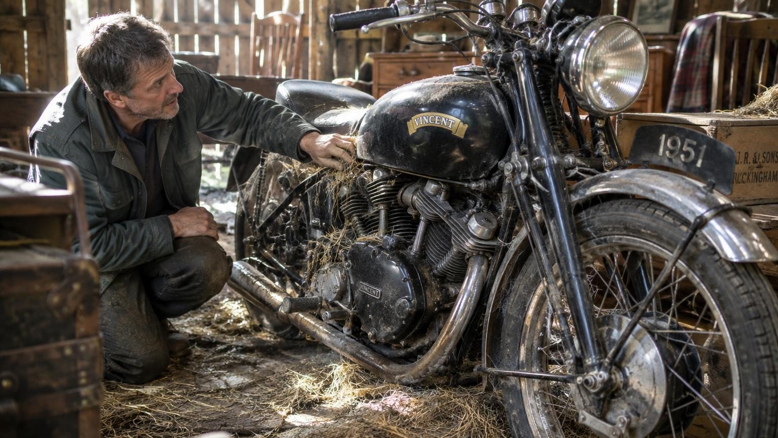 Oubliée dans une grange, cette moto de 1951 refait surface : c'est l'une des plus rares au monde et elle part aux enchères