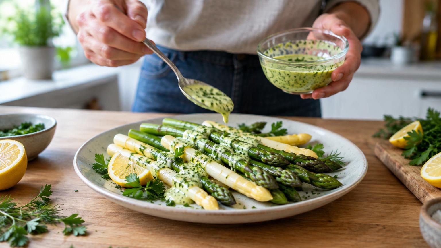 Oubliez la sauce hollandaise avec les asperges : un chef recommande cette sauce prête en 2 minutes, sans œuf ni beurre