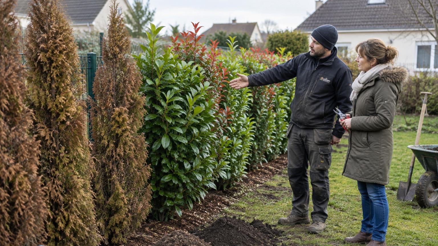 Oubliez les thuyas qui brunissent : les paysagistes privilégient cette haie qui reste dense tout l'hiver