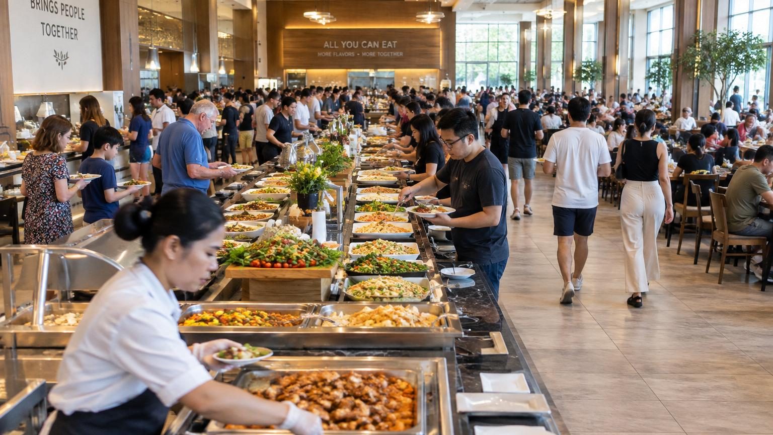 Ouvert il y a moins d'un mois : ce buffet à volonté de 1 300 m² peut servir 500 personnes à chaque service