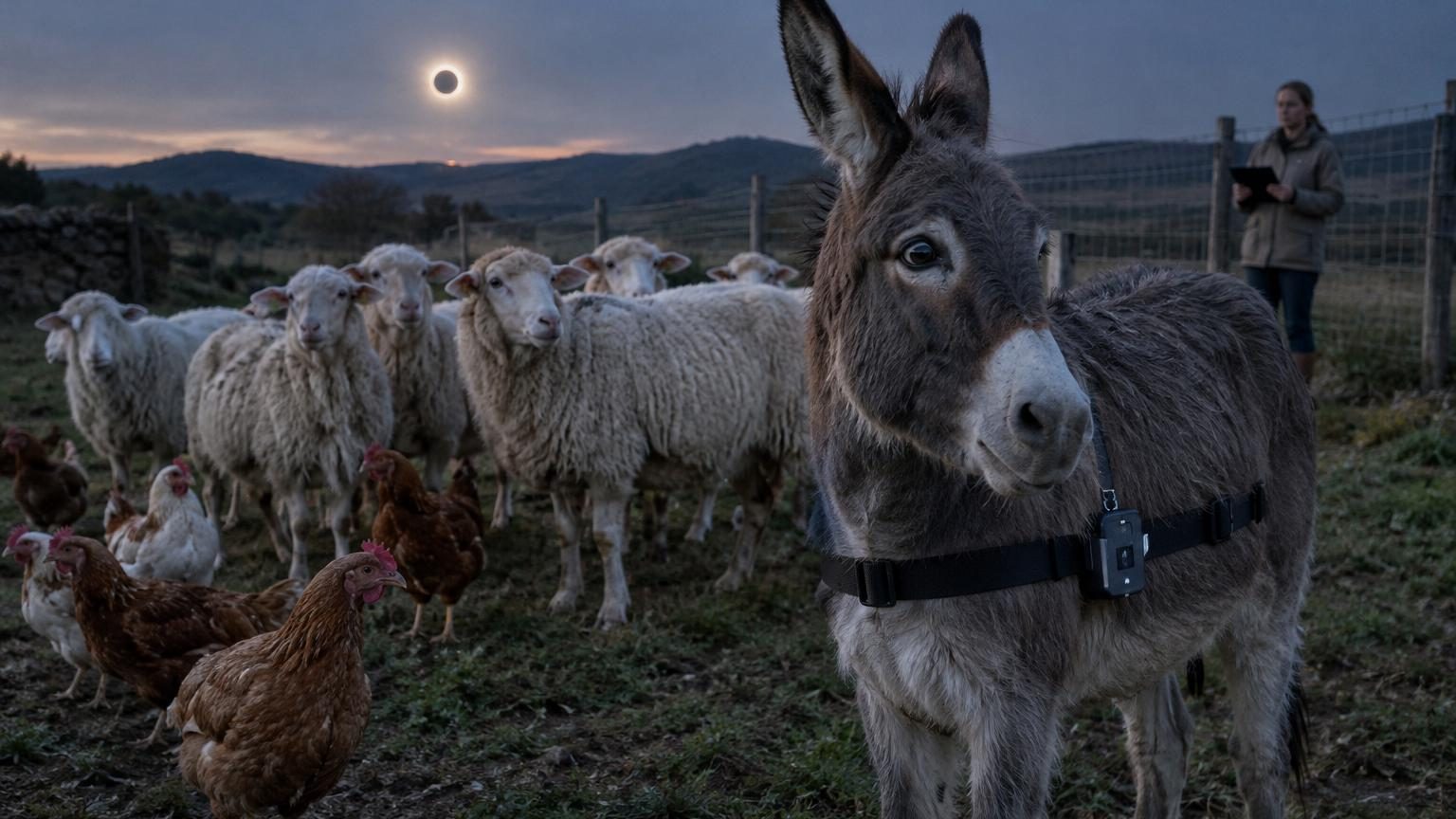 Pendant l'éclipse, les brebis et les poules se figent et l'ânesse fait une tachycardie : voici ce que les scientifiques ont observé