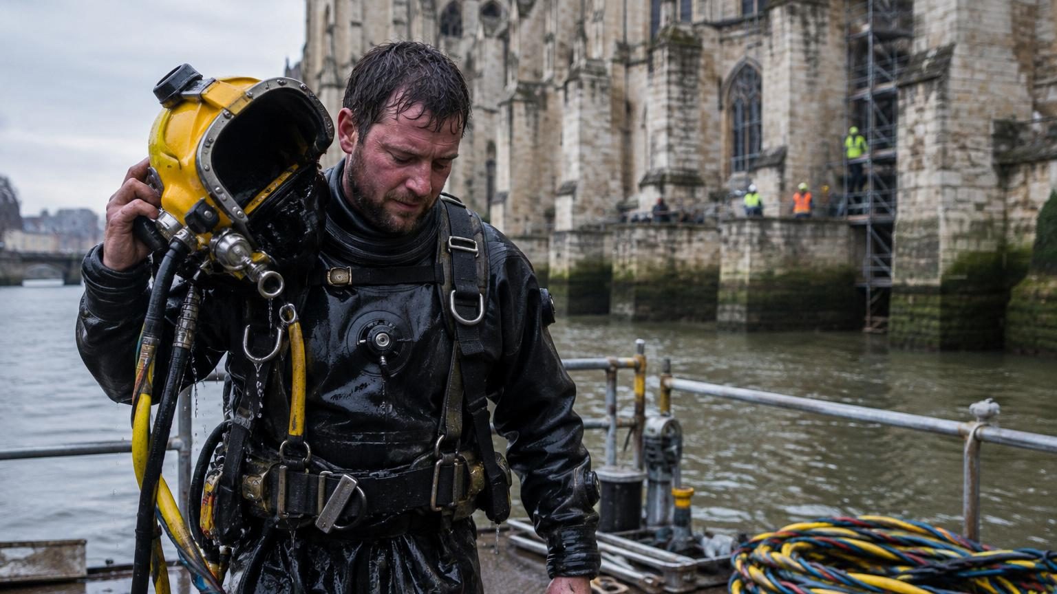 Pendant six ans, il a travaillé six heures par jour dans l'obscurité sous l'eau : son travail a permis de sauver une cathédrale vieille de plusieurs siècles