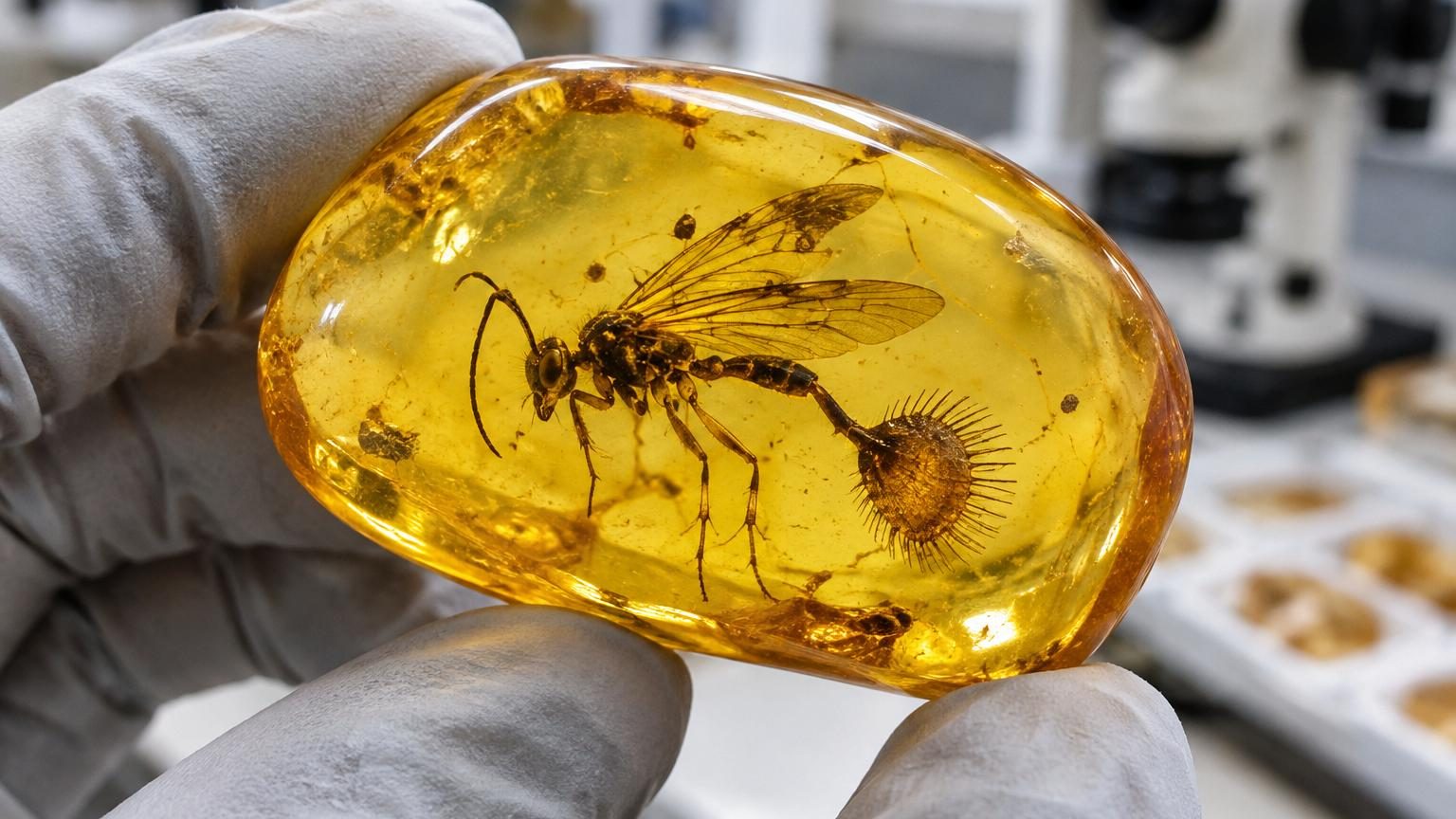 Piégée dans l'ambre depuis 99 millions d'années : cette guêpe inconnue avait un abdomen en forme de piège à mouches