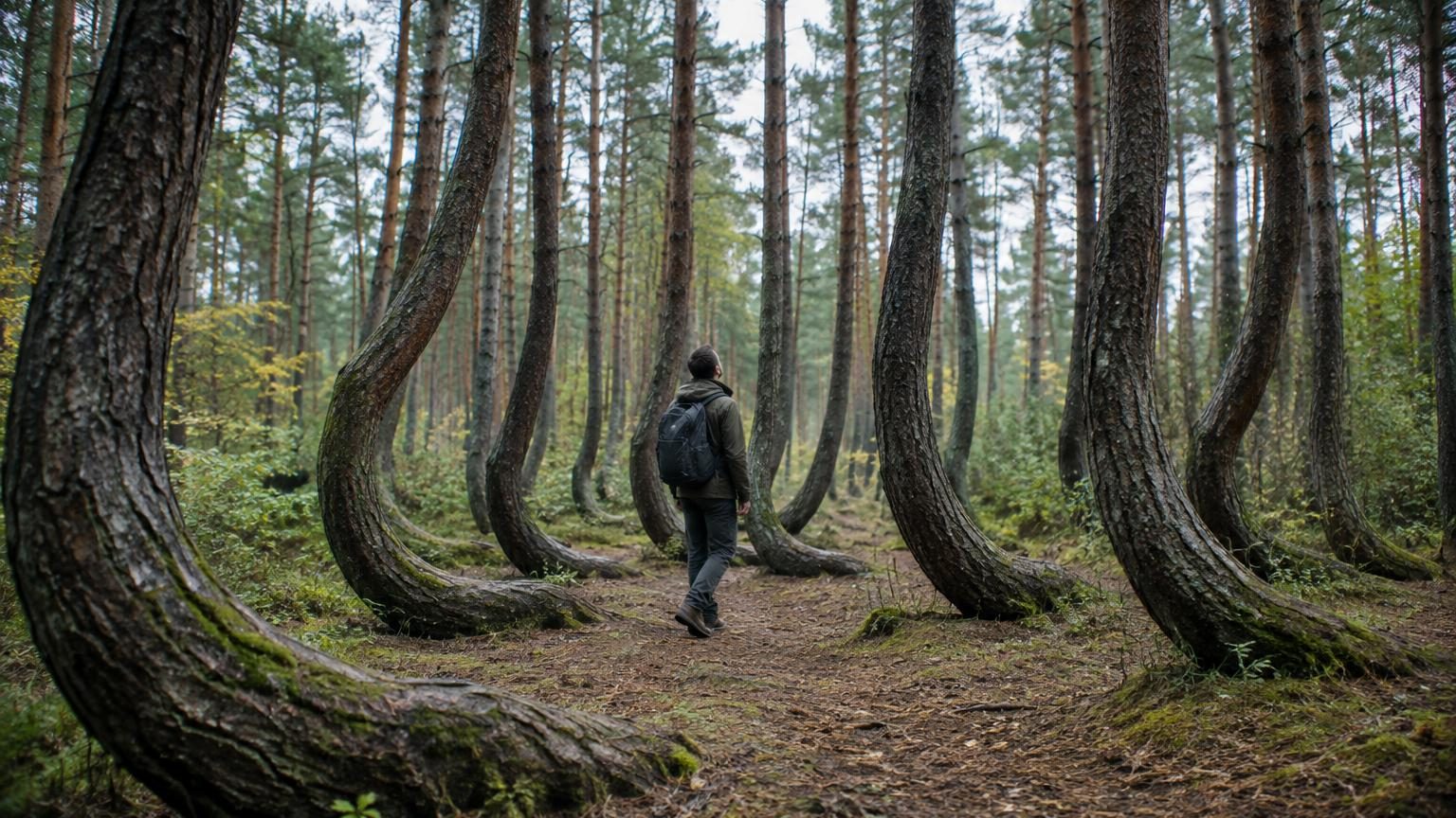 Plantés en 1930 dans une forêt polonaise, 400 pins se sont tous courbés dans le même sens : près d'un siècle plus tard, personne n'a tranché