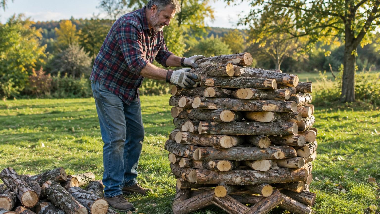 Plus personne n'empile son bois contre un mur en 2026 : voici la méthode des bûcherons pour monter leur tas