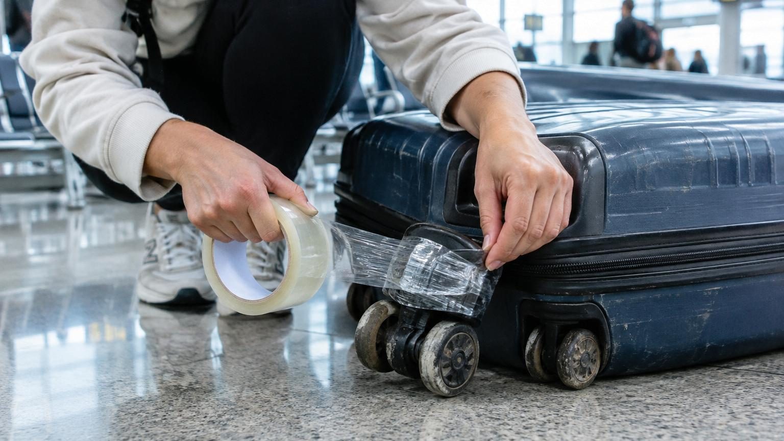 Poser du ruban adhésif sur les roulettes de sa valise : pourquoi tout le monde le conseille et quel est l'effet ?