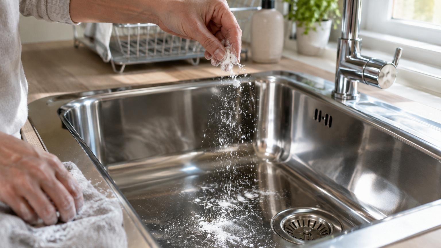 Pour faire briller son évier en inox, ce n'est ni le vinaigre ni le bicarbonate : une poignée de farine suffit