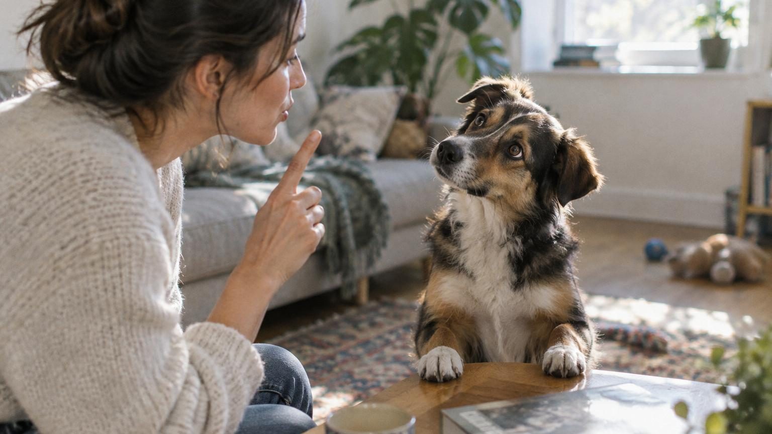 Illustration scientifique montrant l'activation des lobes frontaux d'un chien lors d'un ordre d'obéissance, avec des ondes cérébrales semblables à celles des humains