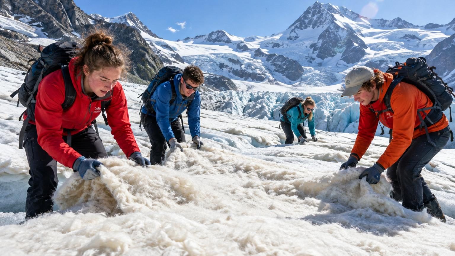 Quatre étudiants suisses recouvrent un glacier des Alpes avec de la laine de mouton : trois mois plus tard, la fonte a reculé de plus de 50 %