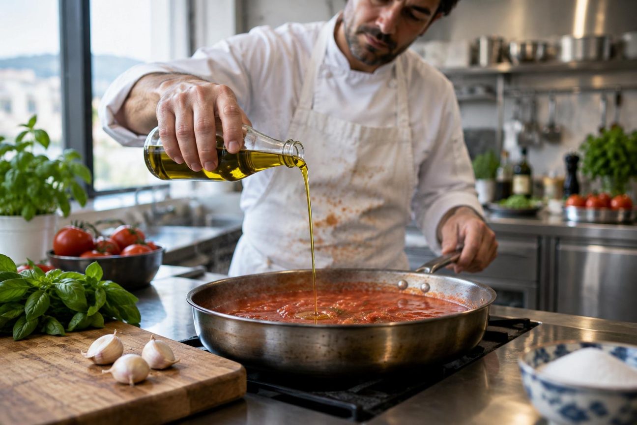 Sauce tomate trop acide ? Les chefs espagnols bannissent le sucre et misent sur 3 gousses d'ail et 150 ml d'huile d'olive