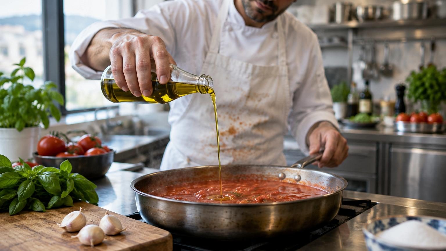 Sauce tomate trop acide ? Les chefs espagnols bannissent le sucre et misent sur 3 gousses d'ail et 150 ml d'huile d'olive