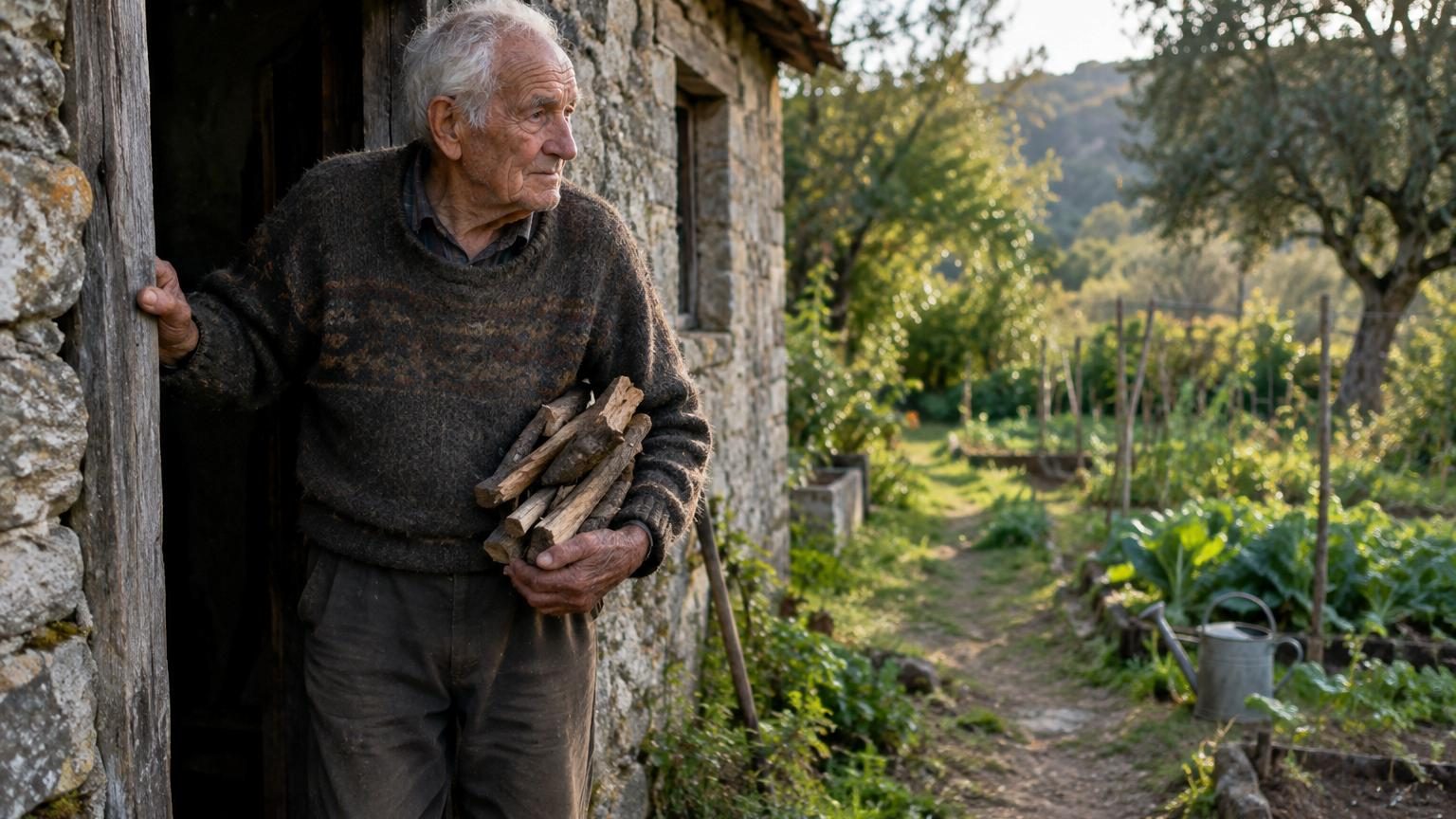 Seul et sans électricité au bout d'un chemin, il a 92 ans : trois gestes simples rythment ses journées