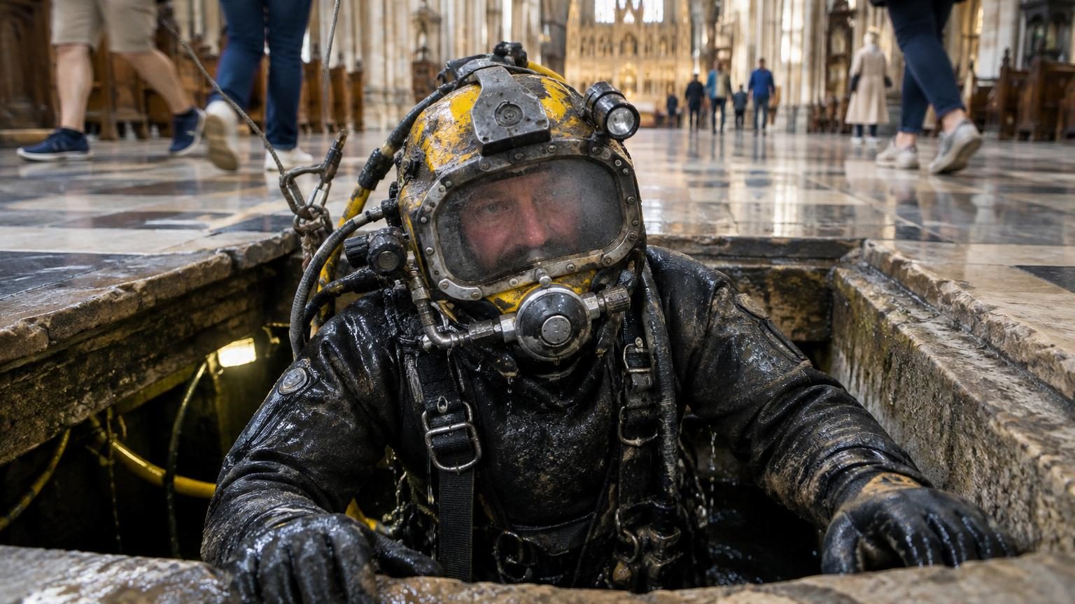 Six heures par jour dans le noir pendant six ans : ce plongeur a réalisé sous la cathédrale de Winchester un travail aussi dangereux qu'invisible
