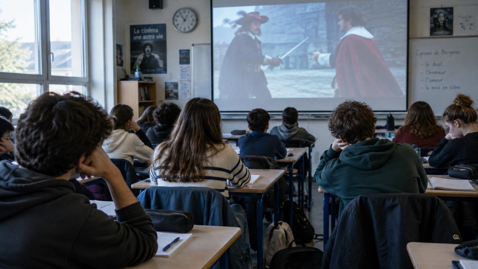 Son idée pour les lycéens : des classiques du cinéma français imposés, et « Cyrano » pendant 2h45 contre le temps d'attention réduit