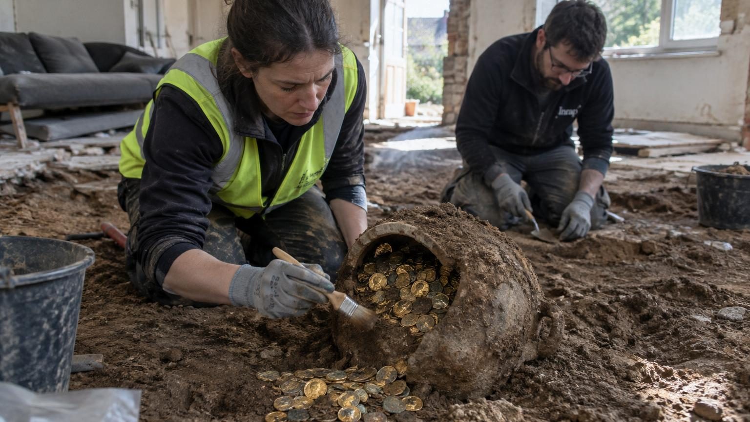 Sous le sol d'un salon de la Meuse, des archéologues déterrent un bocal de 40 000 pièces romaines : il servait de tirelire il y a 1 800 ans