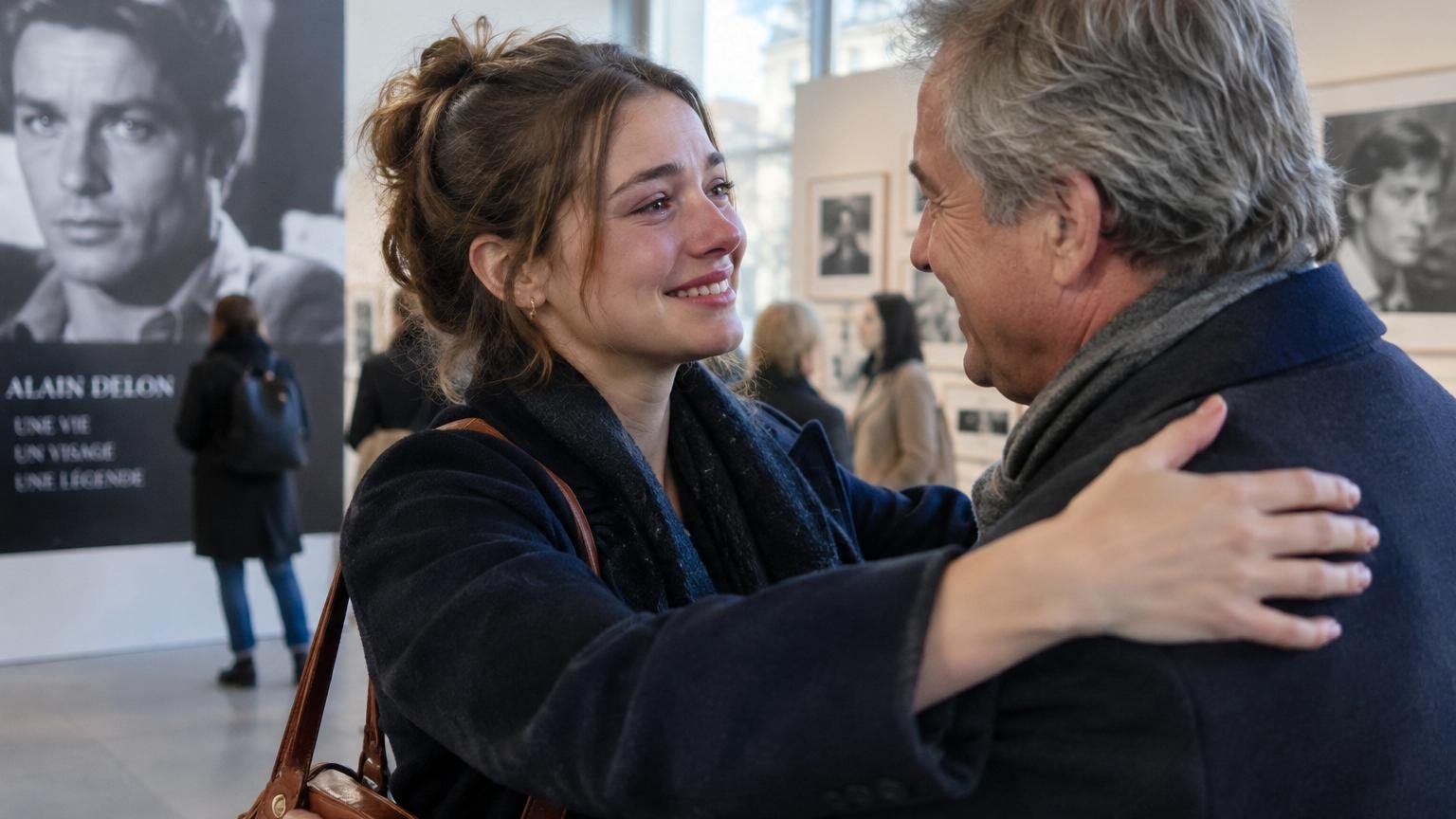 Stella Belmondo, 23 ans, se rend à l'exposition consacrée à son père : sur place, elle retrouve un proche du clan