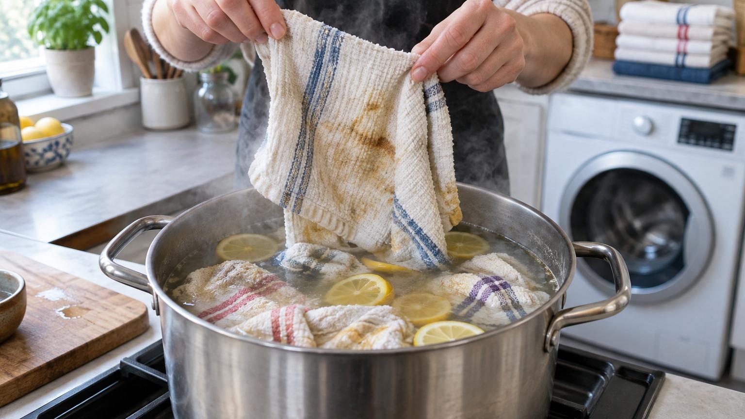 Torchons de cuisine : pourquoi les experts conseillent de les faire bouillir avant de les mettre à la machine