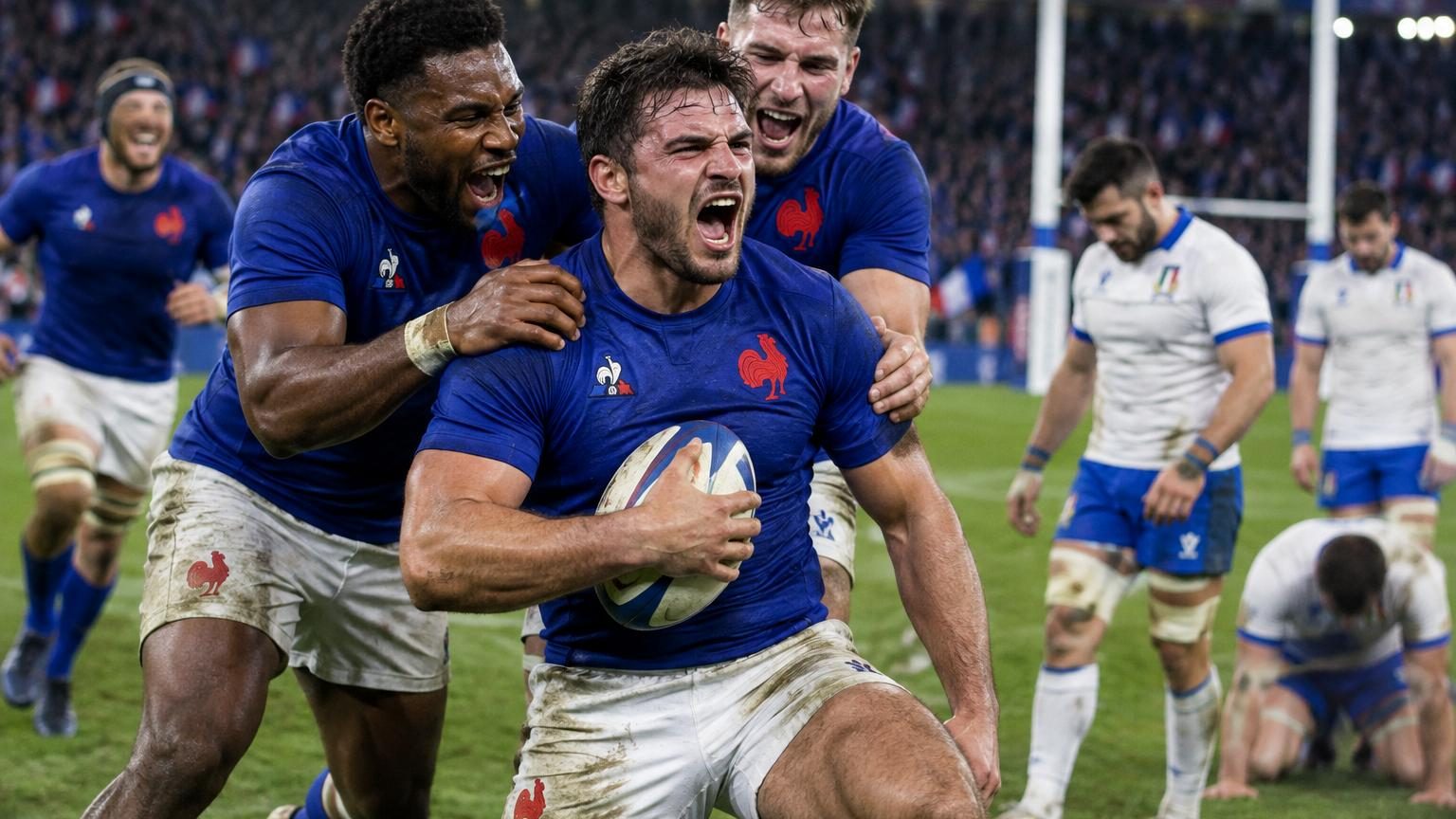 Trois matchs, trois victoires : les Bleus écrasent l&rsquo;Italie 33-8 et gardent le Grand Chelem en ligne de mire