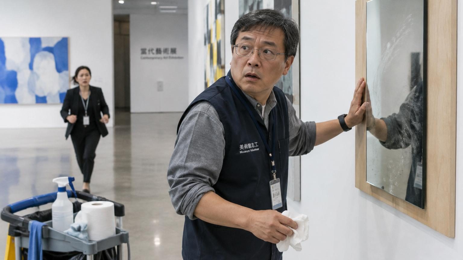 Un bénévole de musée prend une œuvre d'art pour un miroir sale : il le nettoie à fond et détruit la pièce exposée
