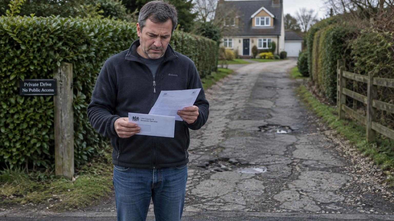 Un chemin privé mène à sa maison : il reçoit un courrier de la mairie et découvre qui doit vraiment payer l'entretien