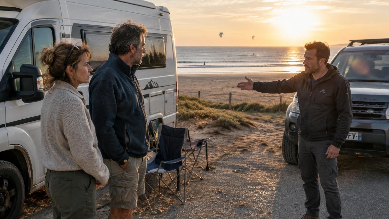 Un couple s’arrête avec son camping-car devant une plage presque déserte : quelques minutes plus tard, un inconnu vient leur demander de repartir