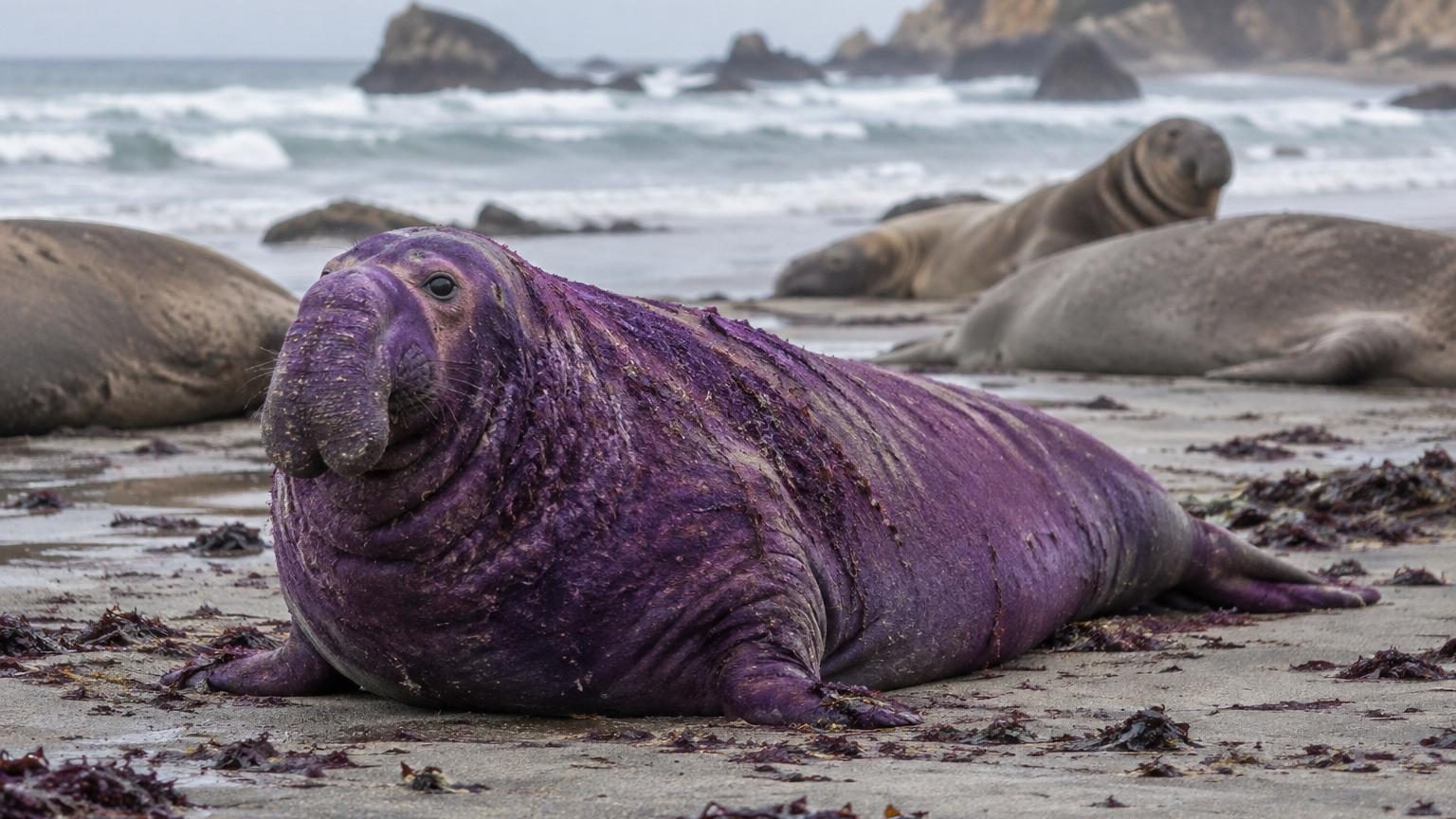 Un éléphant de mer au pelage violet photographié : ce n'est ni son alimentation ni sa génétique, les scientifiques ont trouvé l'explication