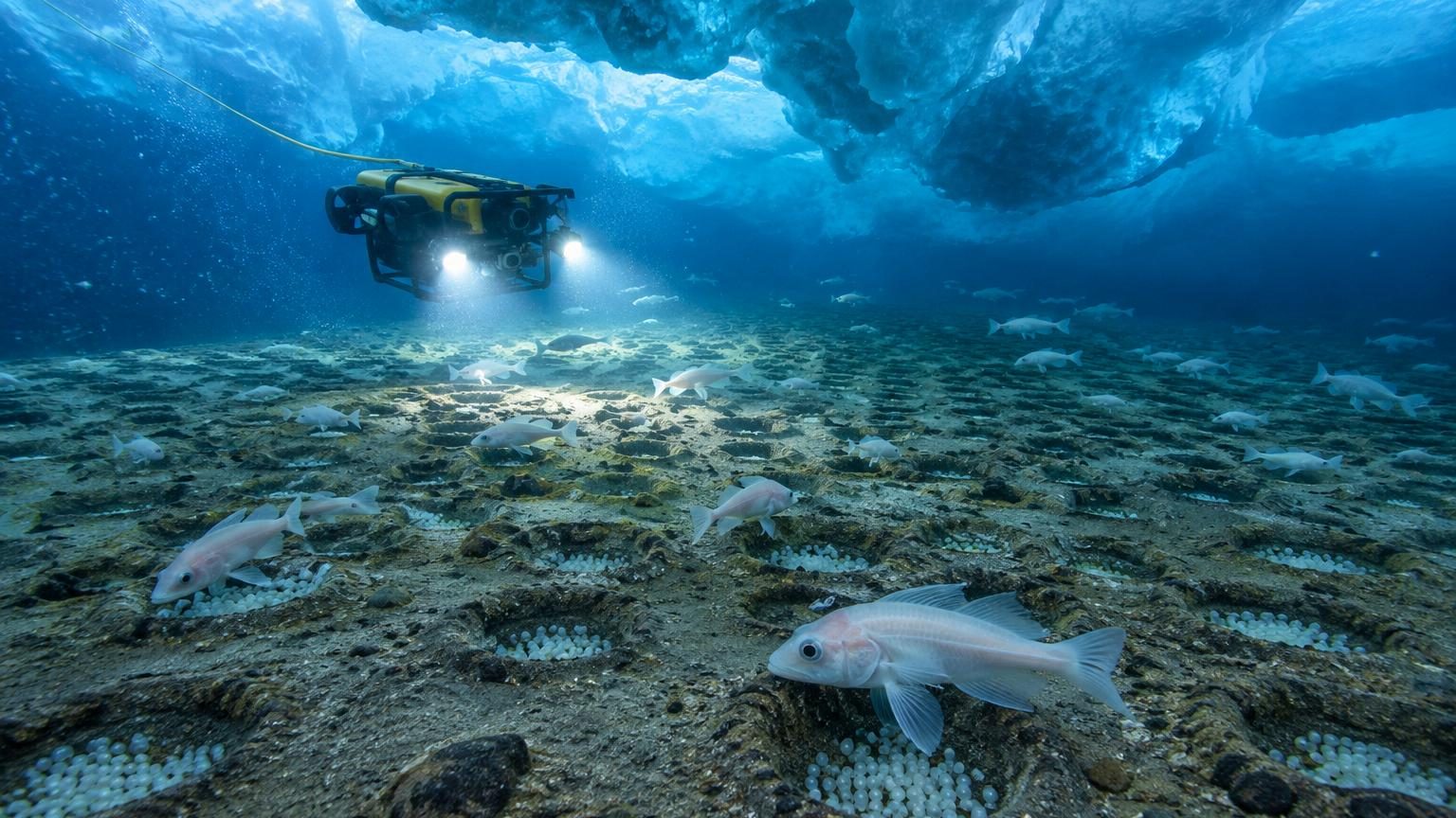 Un iceberg géant dérive en Antarctique : sous la glace, un robot filme 1 036 nids de poissons disposés d'une façon inattendue