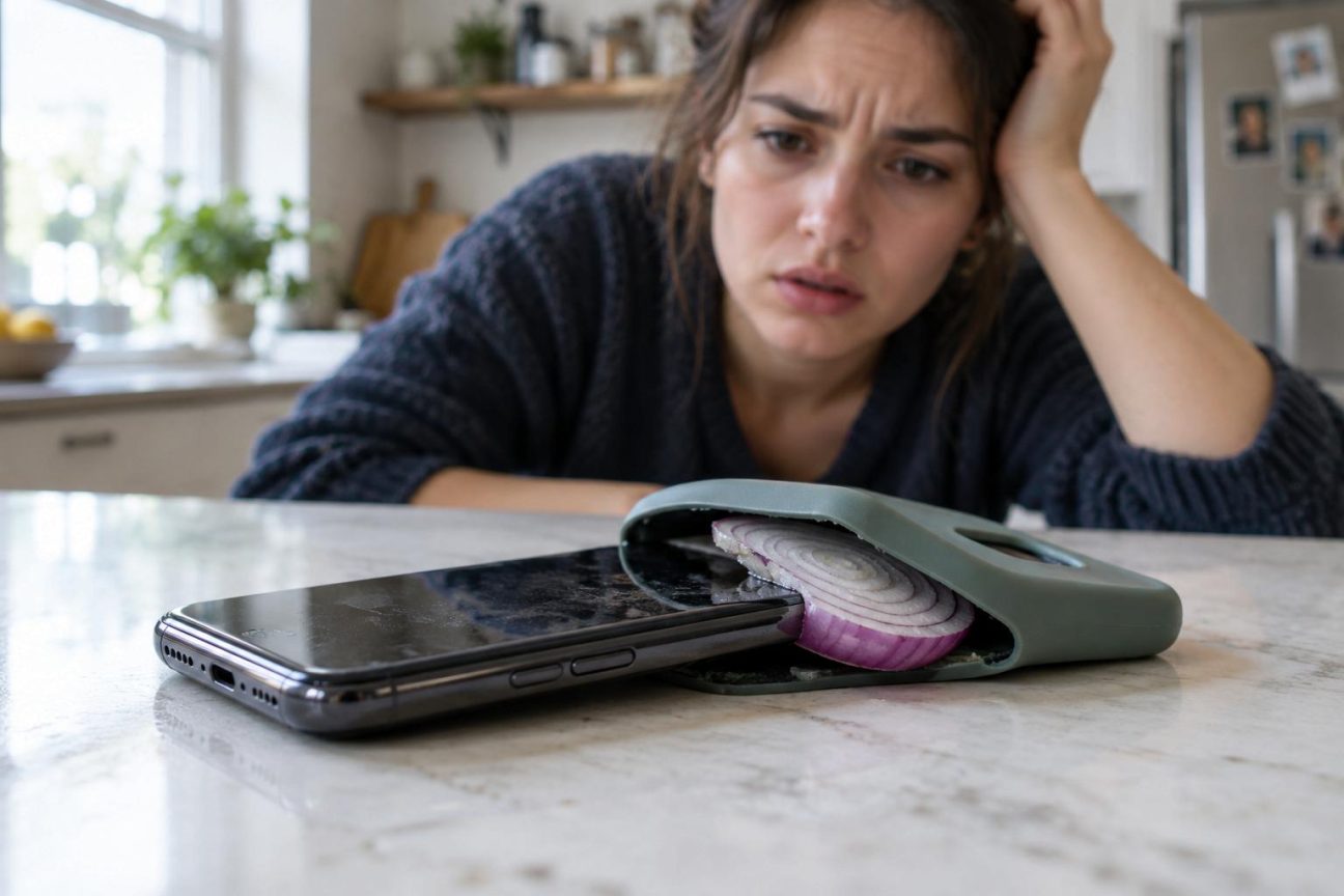 Un oignon glissé dans la coque du téléphone pour le refroidir : pourquoi cette astuce virale ne fonctionne pas et ce qu'elle risque d'abîmer