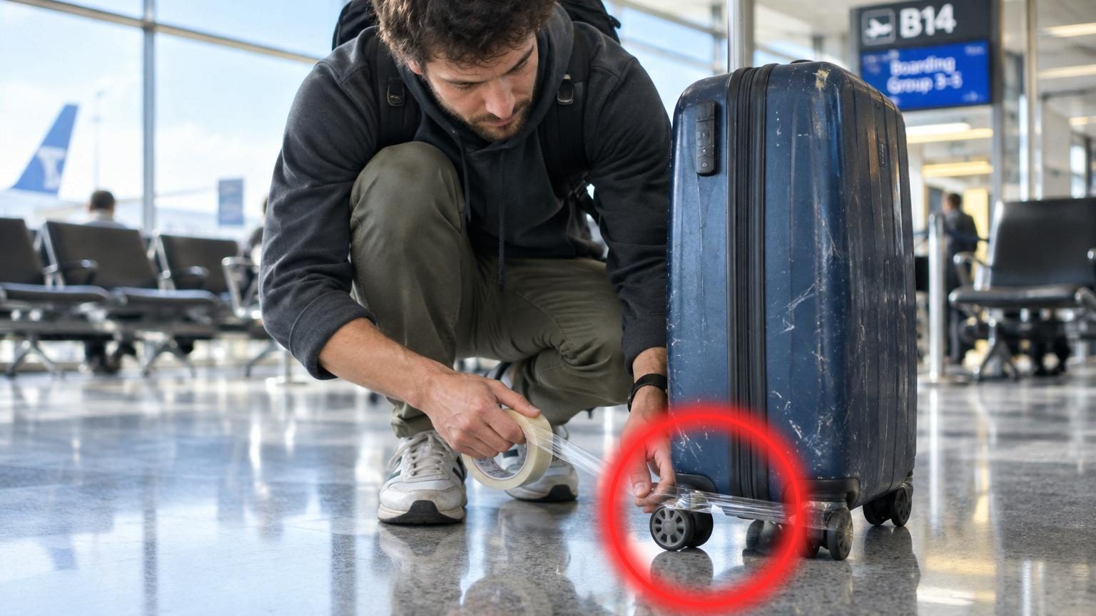 Un peu d’adhésif sur les roulettes de la valise avant d’embarquer : la raison pour laquelle de plus en plus de voyageurs le fonttttt