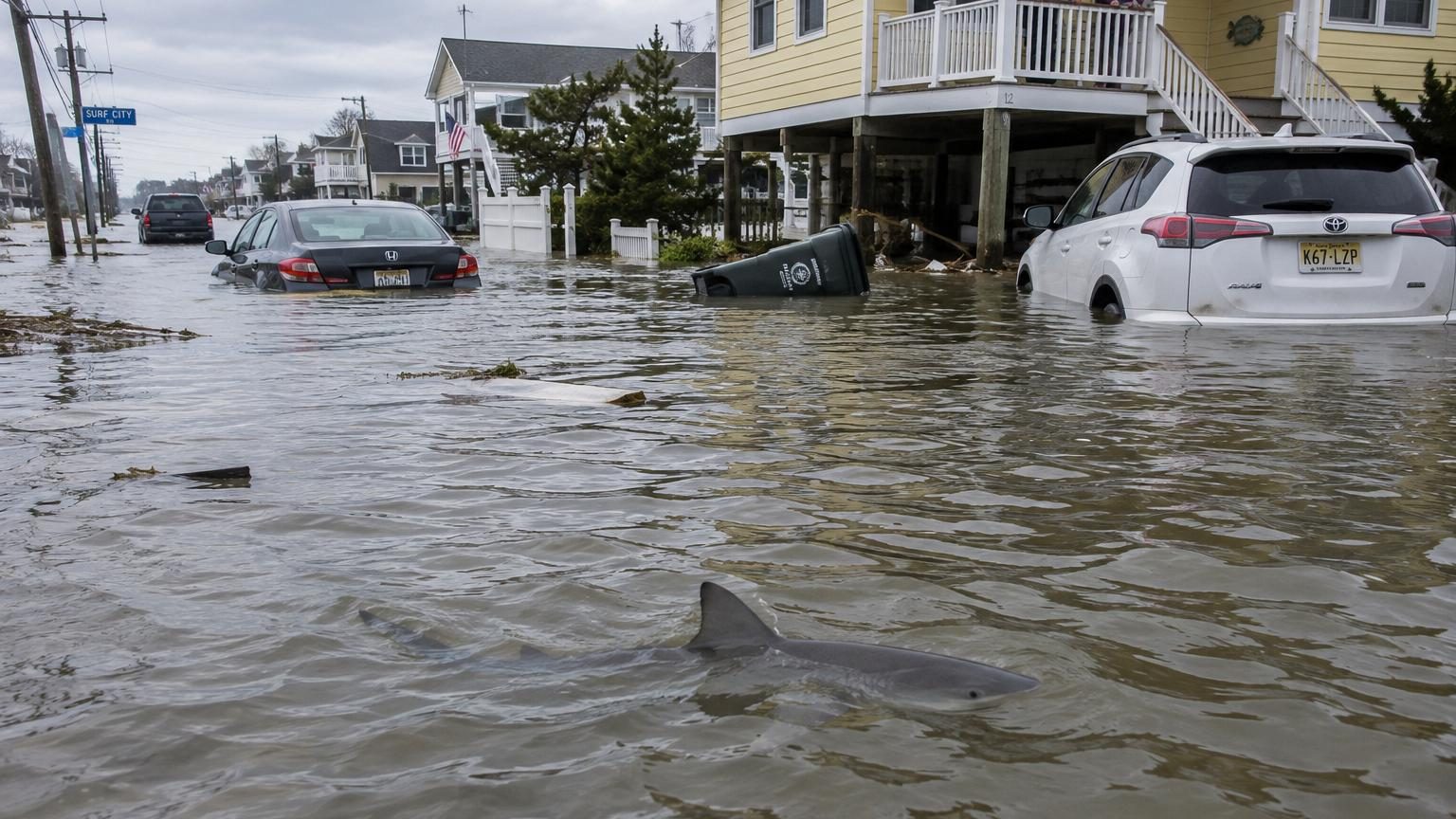 Un requin filmé en train de nager dans une rue inondée du New Jersey : ce n'est pas le seul animal emporté par la tempête