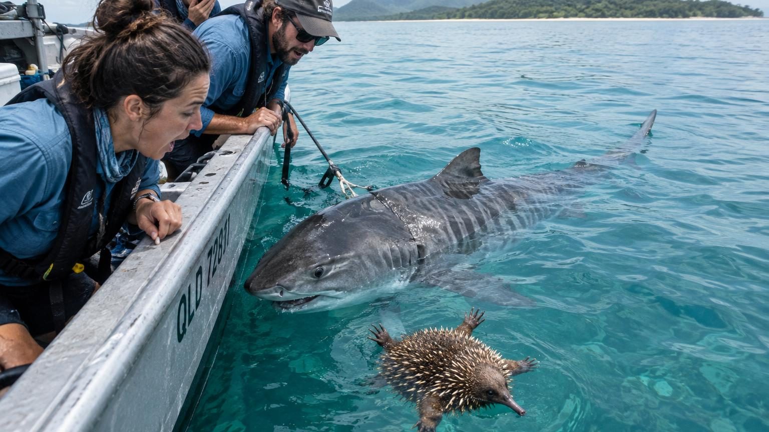 Un requin-tigre recrache un échidné devant des scientifiques : une scène jamais observée avec ce mammifère qui pond des œufs
