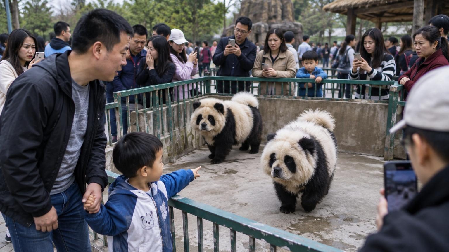 Un zoo chinois annonce une nouvelle espèce de pandas : les visiteurs découvrent des chiens teints en noir et blanc