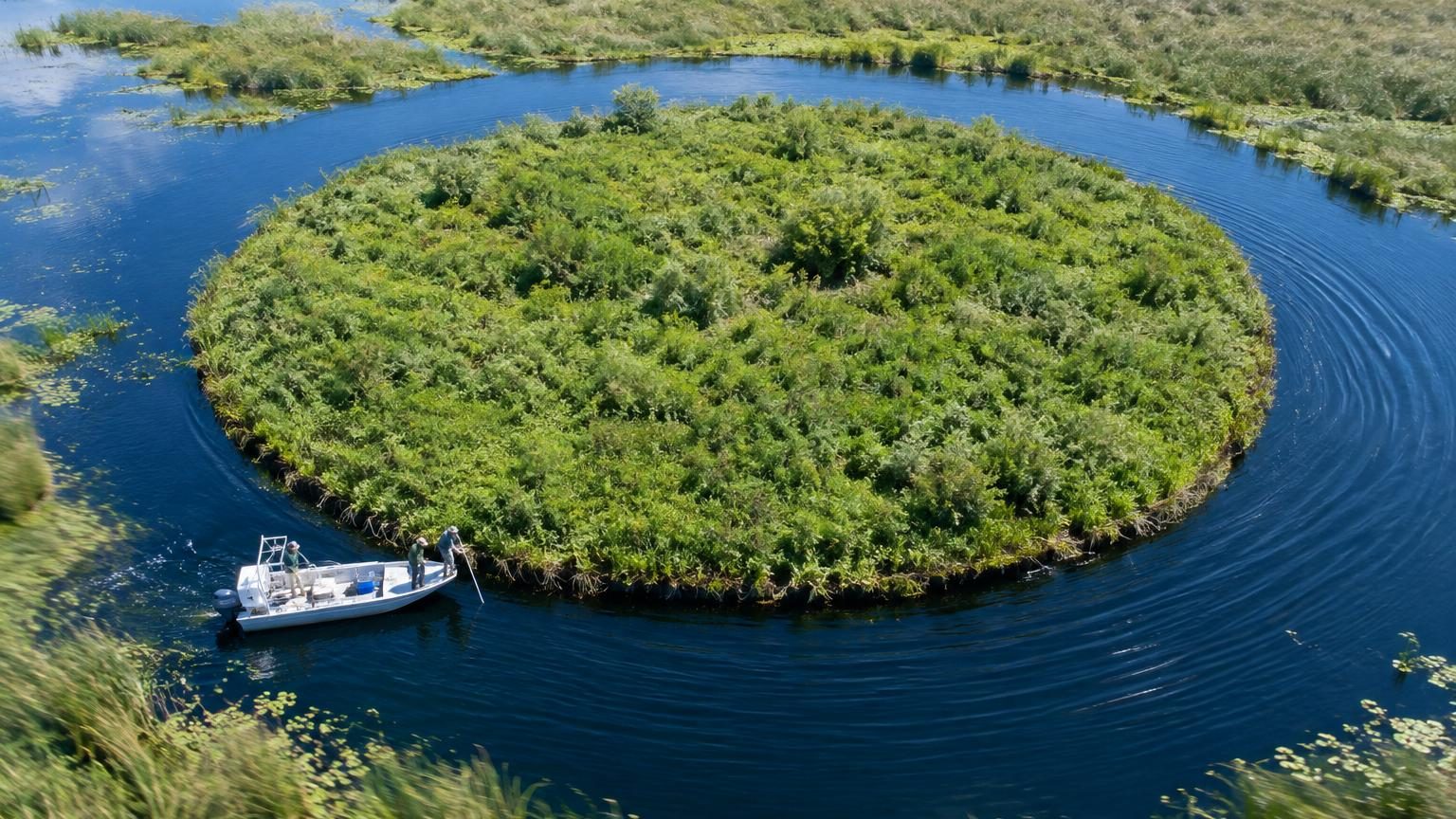 Une île parfaitement ronde de 120 mètres flotte et tourne sur elle-même en Argentine : ce que les scientifiques ont trouvé en dessous