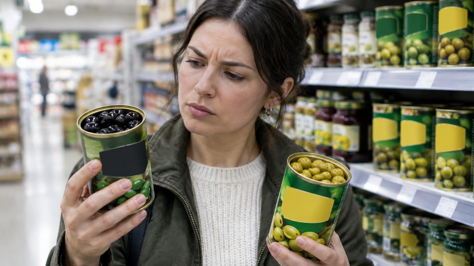 Vos olives noires en conserve sont en réalité des olives vertes colorées : un seul mot sur l'étiquette le prouve