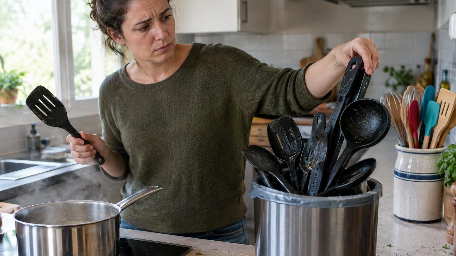 Vos ustensiles de cuisine en plastique noir : pourquoi les experts conseillent de s'en débarrasser dès maintenant