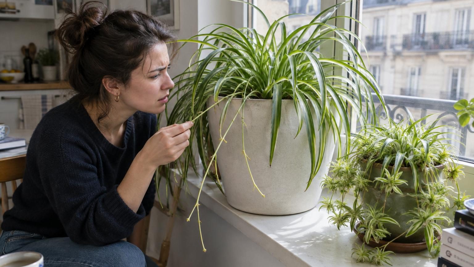 Votre plante araignée ne fait aucun bébé : ce n'est pas l'arrosage, mais la lumière et la taille du pot