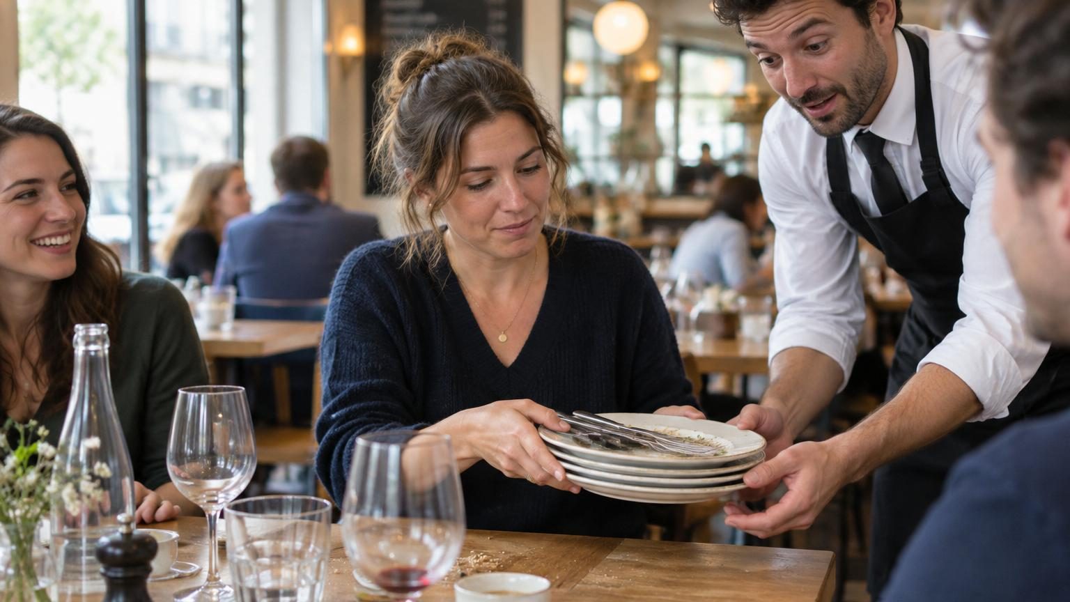 Vous empilez les assiettes au restaurant pour aider le serveur : selon des psychologues, ce geste révèle bien plus que de la politesse