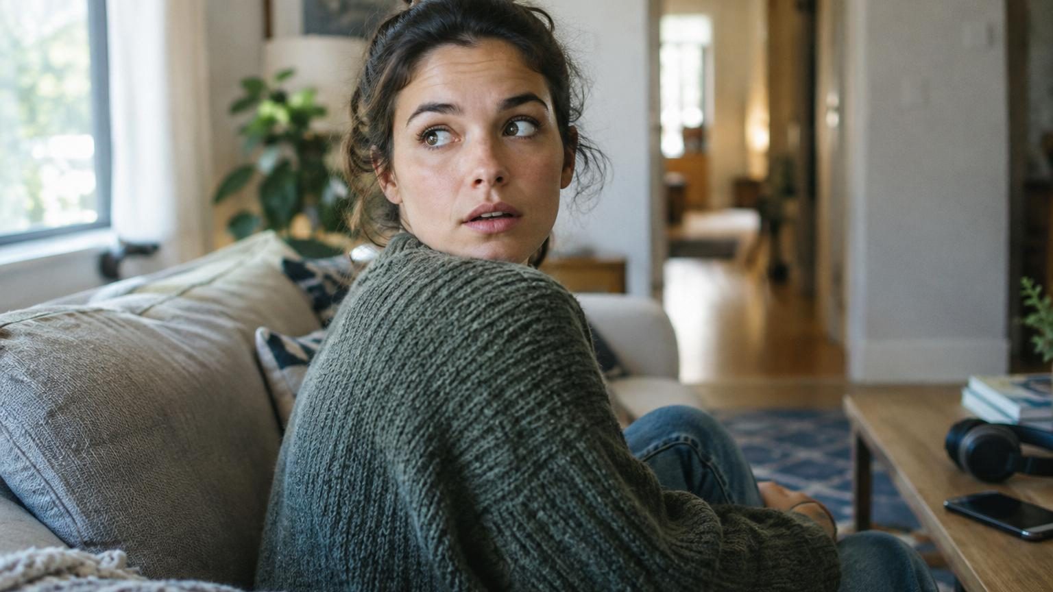 Personne portant les mains à ses oreilles dans une expression de confusion, entourée de formes ondulées évoquant les ondes sonores dans un environnement urbain flou.